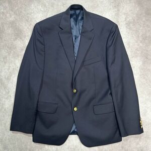 Lauren Ralph Lauren 40S Navy Wool Blazer Gold Crest Button Sport Coat Blazer